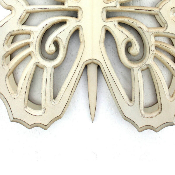Set of 2 Wooden Butterfly Wall Plaque with Cutout Detail, White