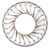 Round Metal Wall Mirror Set of 2 with Scroll Details, Bronze and Gold