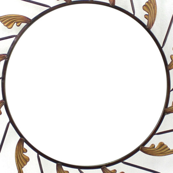 Round Metal Wall Mirror Set of 2 with Scroll Details, Bronze and Gold