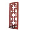 Lattice Design Wooden Frame Candle Holder Set of 2 with Mirror Insert, Red