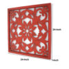 Set of 2 Square Wooden Floral Wall Plaque, Red