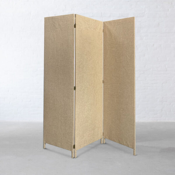 3 Panel Fabric Upholstered Wooden Screen with Straight Legs, Beige