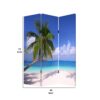 Beach Inspired Canvas Print 3 Panel Wooden Screen, Blue and Green