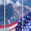 American Flag Printed Wood and Canvas 3 Panel Screen, Multicolor