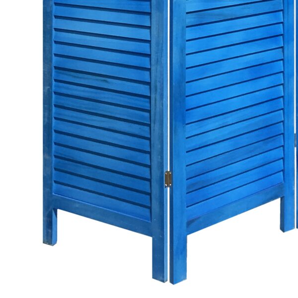 Wooden 3 Panel Shutter Screen with Fitted Slats, Light Blue