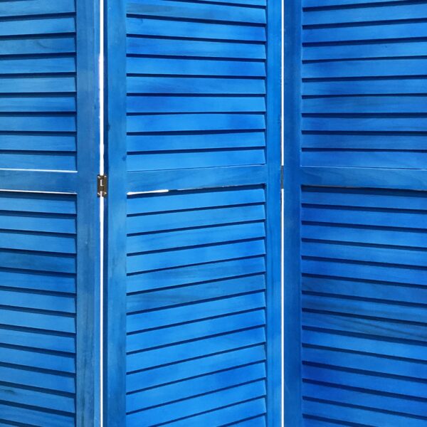 Wooden 3 Panel Shutter Screen with Fitted Slats, Light Blue