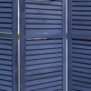 Wooden 3 Panel Shutter Screen with Fitted Slats, Dark Blue
