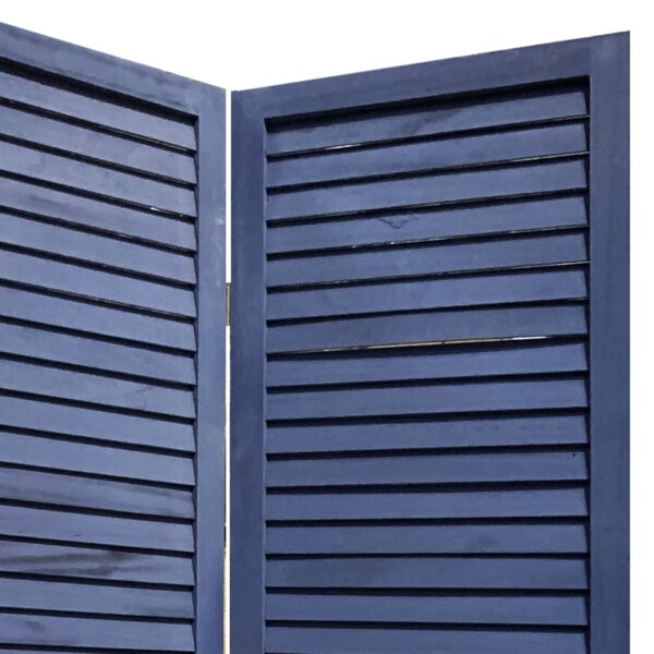 Wooden 3 Panel Shutter Screen with Fitted Slats, Dark Blue