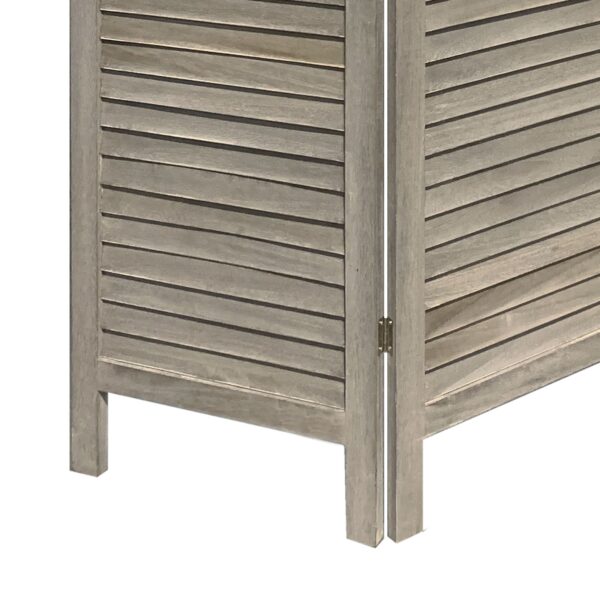 Wooden 3 Panel Shutter Screen with Fitted Slats, Gray