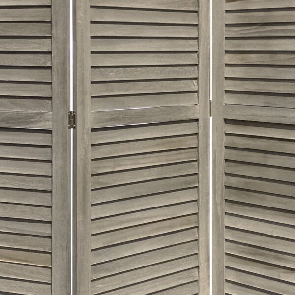 Wooden 3 Panel Shutter Screen with Fitted Slats, Gray