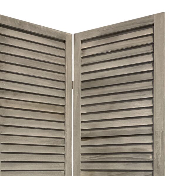 Wooden 3 Panel Shutter Screen with Fitted Slats, Gray