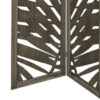 3 Panel Wooden Screen with Laser Cut Tropical Leaf Design, Gray