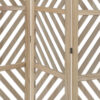 3 Panel Wooden Frame Screen with Diagonal Cut Slats, Natural Brown