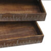 Wooden Tray with Grain Details and Cut Out Handles, Set of 3, Brown