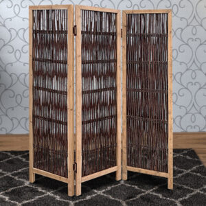71 Inch 3 Panel Interconnected Branches Room Divider, Brown