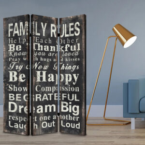 72 Inch Inspirational Quote Room Divider, Black and White