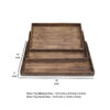 Rough Sawn Textured Rectangular Wooden Ruler Tray, Set of 3, Brown