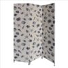 71 Inch 3 Panel Fabric Room Divider with Seashell Print, Blue