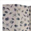 71 Inch 3 Panel Fabric Room Divider with Seashell Print, Blue