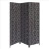 71 Inch 3 Panel Fabric Room Divider with Geometric Print, Black