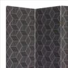 71 Inch 3 Panel Fabric Room Divider with Geometric Print, Black