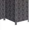 71 Inch 3 Panel Fabric Room Divider with Geometric Print, Black