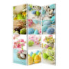 72 Inch 3 Panel Canvas Room Divider with Easter Print,Multicolor