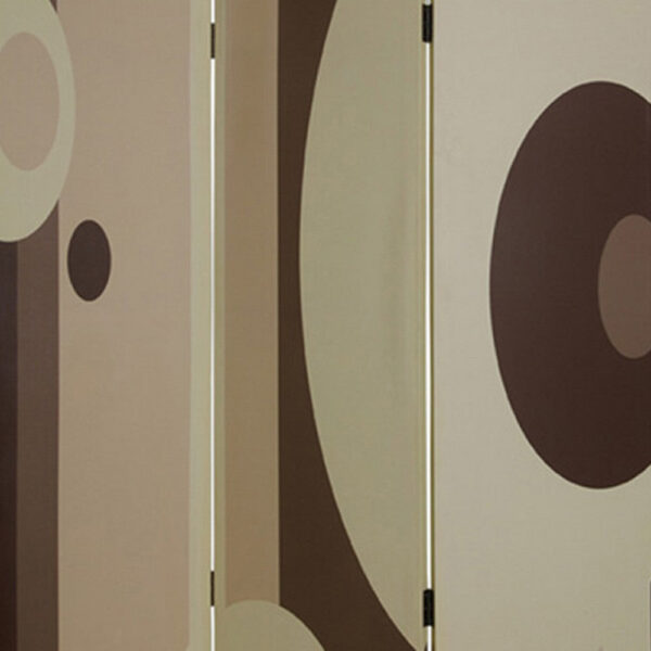 Canvas Print 3 Panel Room Divider with Circle Design, Beige and Brown
