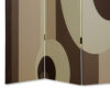 Canvas Print 3 Panel Room Divider with Circle Design, Beige and Brown