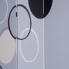 3 Panel Room Divider with Overlapping Circles Pattern, Black and Gray