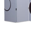3 Panel Room Divider with Overlapping Circles Pattern, Black and Gray