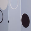 3 Panel Room Divider with Overlapping Circles Pattern, Black and Gray
