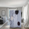 3 Panel Room Divider with Overlapping Circles Pattern, Black and Gray
