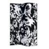 3 Panel Foldable Room Divider with Filigree Design, Black and White