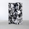 3 Panel Foldable Room Divider with Filigree Design, Black and White