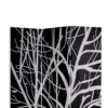 3 Panel Canvas Room Divider with Branch Pattern, Black and White