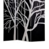 3 Panel Canvas Room Divider with Branch Pattern, Black and White