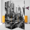 3 Panel Foldable Canvas Screen with NYC Print, Black and White