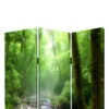 3 Panel Foldable Canvas Screen with Rainforest Print, Green