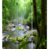 3 Panel Foldable Canvas Screen with Rainforest Print, Green