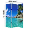3 Panel Foldable Canvas Screen with Exotic Oceanside Print, Multicolor