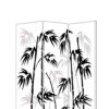3 Panel Foldable Canvas Bamboo Leaf Print Screen, Black and White