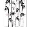 3 Panel Foldable Canvas Bamboo Leaf Print Screen, Black and White
