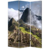 3 Panel Foldable Canvas Screen with Machu Picchu Print, Multicolor