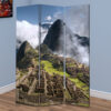 3 Panel Foldable Canvas Screen with Machu Picchu Print, Multicolor