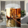 Venice Street Printed Foldable Screen with 3 Panels, Brown