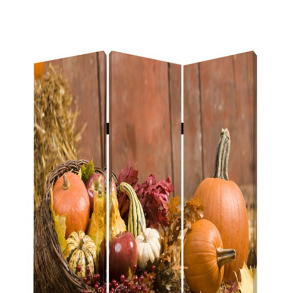 3 Panel Foldable Canvas Screen with Vegetable Still Print, Multicolor