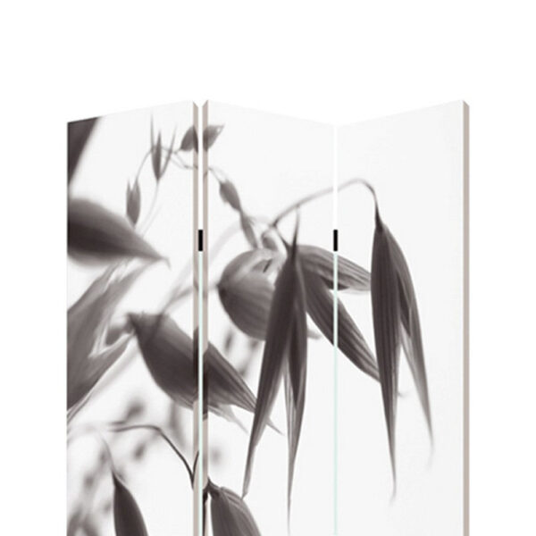 3 Panel Foldable Canvas Screen with Lily Print, Black and White