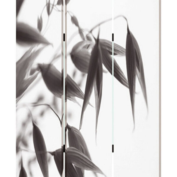 3 Panel Foldable Canvas Screen with Lily Print, Black and White