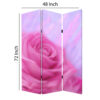 3 Panel Foldable Canvas Screen with Rose Print, Pink